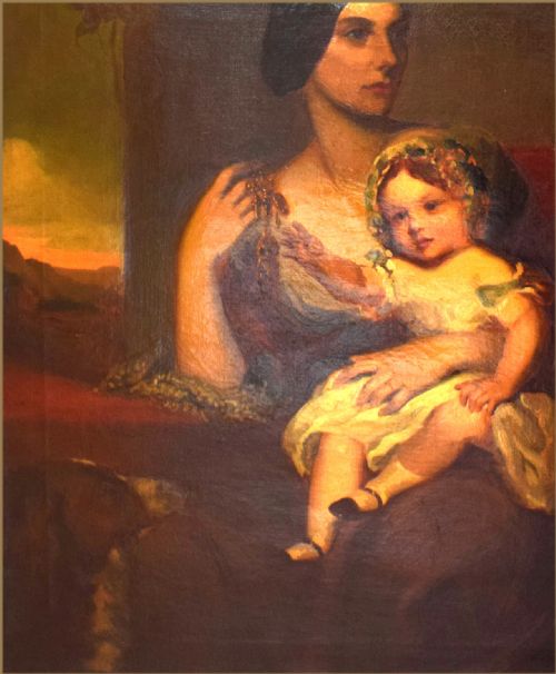 RICHARD BUCKNER 1812 1883PORTRAIT OF AN ELEGANT LADY WITH HER CHILD ATTENDED BY HER DOG - ADDITIONAL PHOTO 1