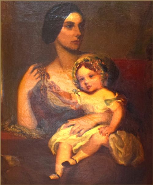 RICHARD BUCKNER 1812 1883PORTRAIT OF AN ELEGANT LADY WITH HER CHILD ATTENDED BY HER DOG - ADDITIONAL PHOTO 2