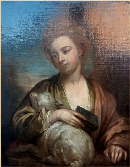 SIR GODFREY KNELLER 1646 1723PORTRAIT OF CATHERINE NE KNELLER HUCKLE AS ST AGNES CIRCA 16761714