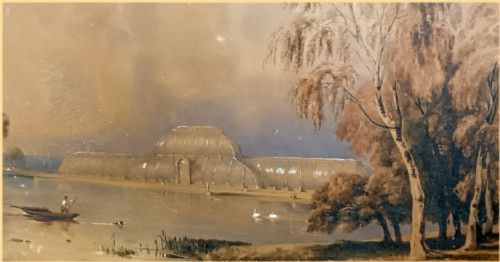 ENGLISH SCHOOL 19TH CENTURYTHE PALM HOUSE FROM THE POND KEW GARDENS LONDON - ADDITIONAL PHOTO 1