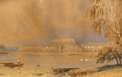 ENGLISH SCHOOL 19TH CENTURYTHE PALM HOUSE FROM THE POND KEW GARDENS LONDON - ADDITIONAL PHOTO 3