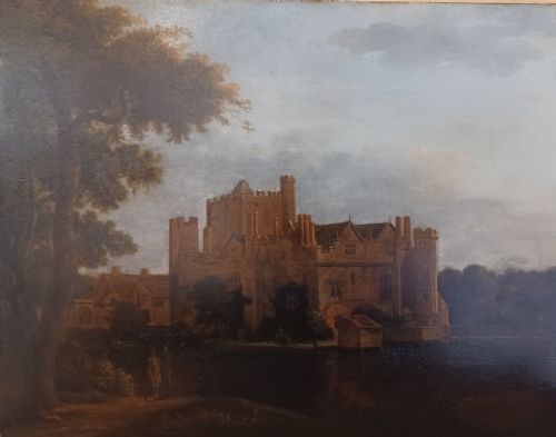 GEORGE LAMBERT C 1700 1765A PROSPECT OF HEVER CASTLE TAKEN FROM THE NORTH EAST FROM THE RIVER EDENOIL ON OAK PANEL43 X 56 CM - ADDITIONAL PHOTO 1