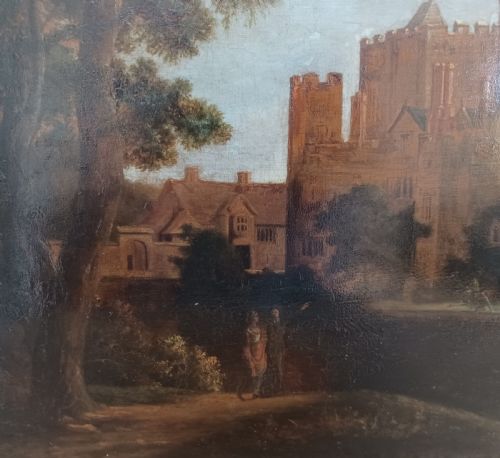 GEORGE LAMBERT C 1700 1765A PROSPECT OF HEVER CASTLE TAKEN FROM THE NORTH EAST FROM THE RIVER EDENOIL ON OAK PANEL43 X 56 CM - ADDITIONAL PHOTO 3