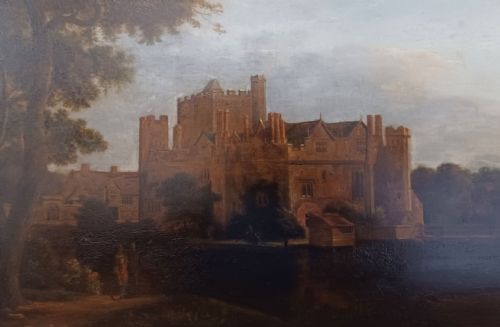 GEORGE LAMBERT C 1700 1765A PROSPECT OF HEVER CASTLE TAKEN FROM THE NORTH EAST FROM THE RIVER EDENOIL ON OAK PANEL43 X 56 CM - ADDITIONAL PHOTO 6
