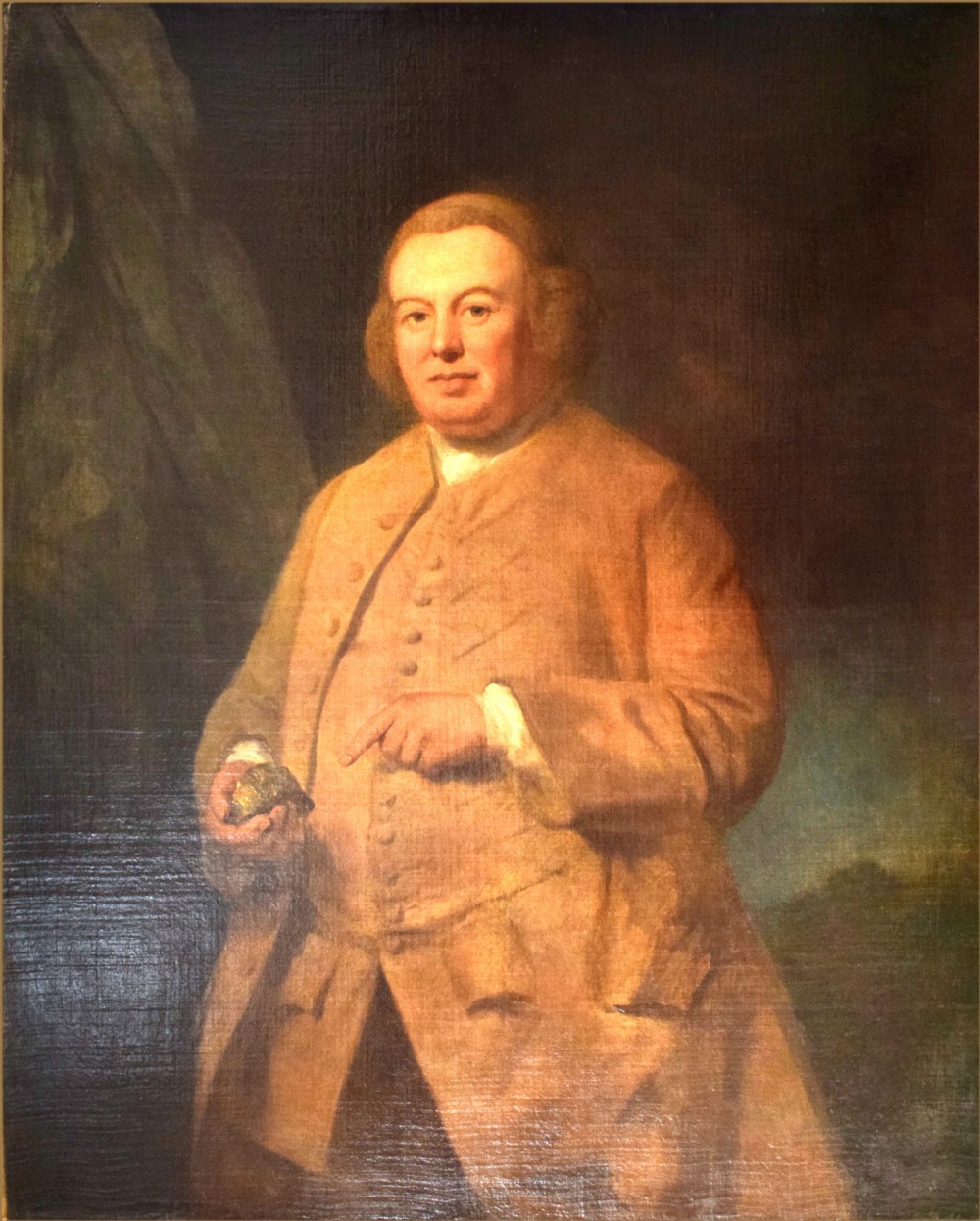 Attributed to Joseph Wright of Derby, ARA, 1734-1797
Portrait of Anthony Tissington F.R.S. (1703-1776), holding a Piece of Chalcopyrite in his hand , standing in a Mine Shaft View II