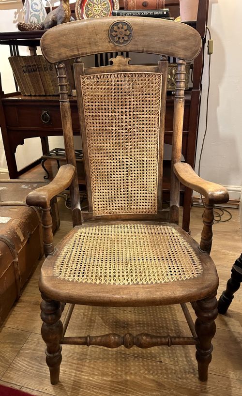 RUSTIC ARMCHAIR WITH CANE BACK AND SEAT - ADDITIONAL PHOTO 3