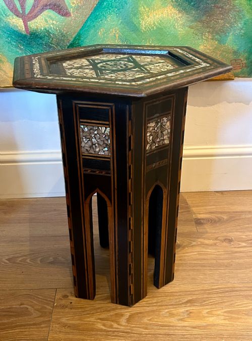 OTTOMAN INLAID SIDE TABLE ATTRIBUTED TO LIBERTY CO - ADDITIONAL PHOTO 3