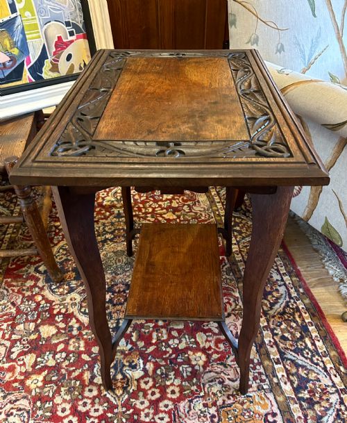 FRENCH ARTS AND CRAFTS STYLE OAK OCCASIONAL TABLE - ADDITIONAL PHOTO 1