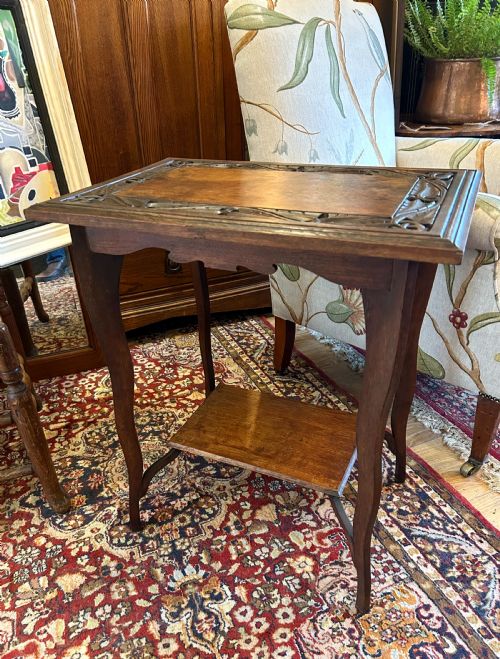 FRENCH ARTS AND CRAFTS STYLE OAK OCCASIONAL TABLE - ADDITIONAL PHOTO 2