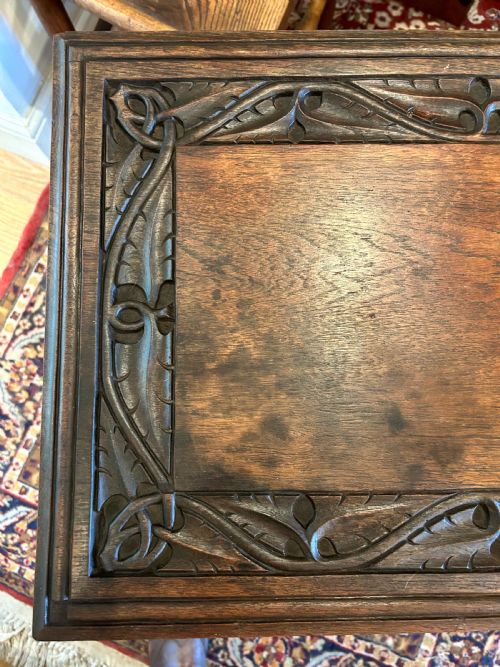 FRENCH ARTS AND CRAFTS STYLE OAK OCCASIONAL TABLE - ADDITIONAL PHOTO 4