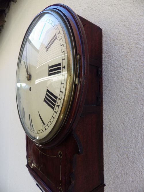 ENGLISH 1860S CONVEX FUSEE DROP DIAL WALL CLOCK - ADDITIONAL PHOTO 3