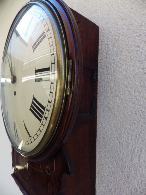 ENGLISH 1860S CONVEX FUSEE DROP DIAL WALL CLOCK - ADDITIONAL PHOTO 4