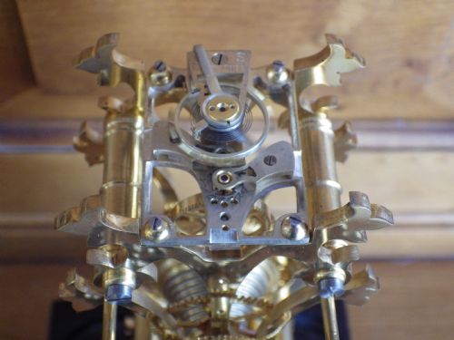 SKELETON CLOCK ENGLISH FUSEE MINIATURE RUN VIA PLATFORM ESCAPEMENT - ADDITIONAL PHOTO 3