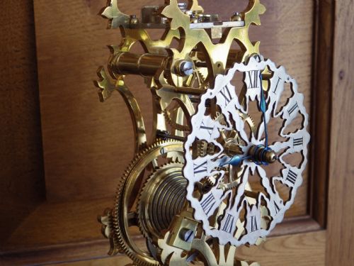 SKELETON CLOCK ENGLISH FUSEE MINIATURE RUN VIA PLATFORM ESCAPEMENT - ADDITIONAL PHOTO 5