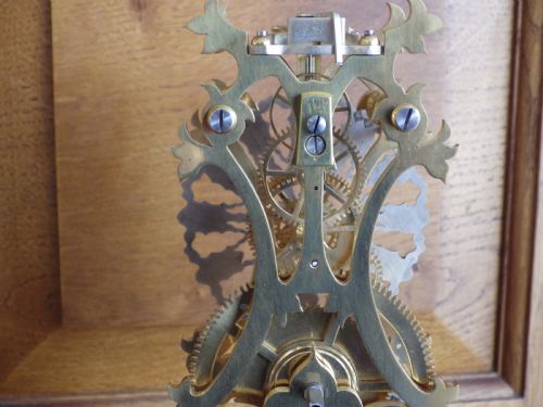 SKELETON CLOCK ENGLISH FUSEE MINIATURE RUN VIA PLATFORM ESCAPEMENT - ADDITIONAL PHOTO 8