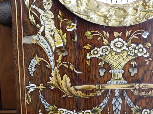 SIMPLY STUNNING ROSEWOOD INLAYED FRENCH MANTEL CLOCK - ADDITIONAL PHOTO 3