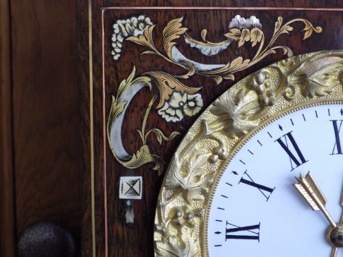 SIMPLY STUNNING ROSEWOOD INLAYED FRENCH MANTEL CLOCK - ADDITIONAL PHOTO 6