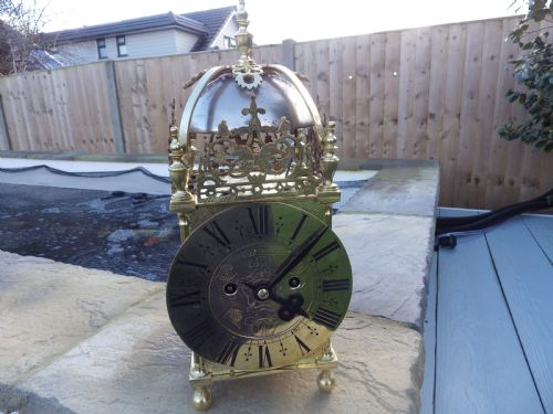 large twin fusee english lantern clock by thomas bridge of london - CATEGORY: ANTIQUE CLOCKS - DATED 1890