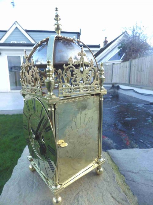 LARGE TWIN FUSEE ENGLISH LANTERN CLOCK BY THOMAS BRIDGE OF LONDON - ADDITIONAL PHOTO 1
