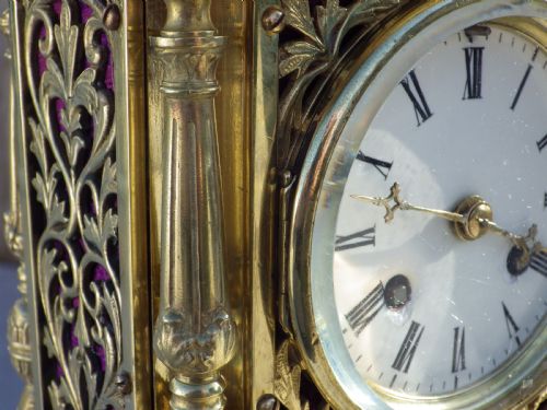 FRENCH BRASS MANTLE CLOCK - ADDITIONAL PHOTO 5