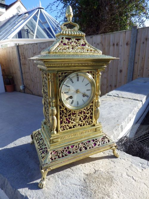 french brass mantle clock - CATEGORY: ANTIQUE CLOCKS - DATED 1890