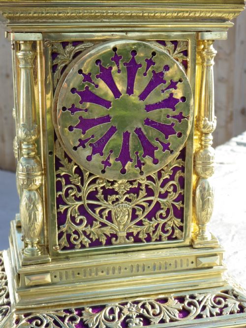 FRENCH BRASS MANTLE CLOCK - ADDITIONAL PHOTO 7