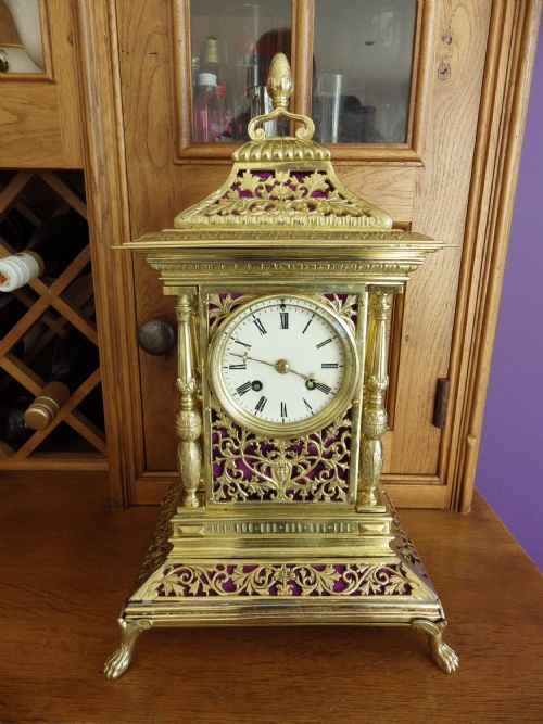 FRENCH BRASS MANTLE CLOCK - ADDITIONAL PHOTO 10