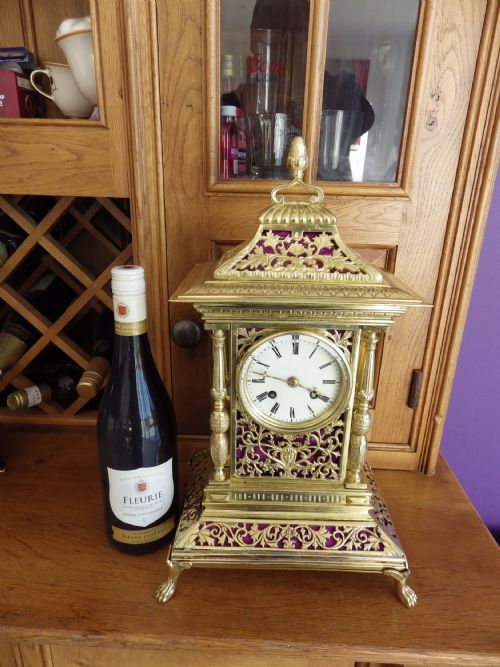 FRENCH BRASS MANTLE CLOCK - ADDITIONAL PHOTO 11
