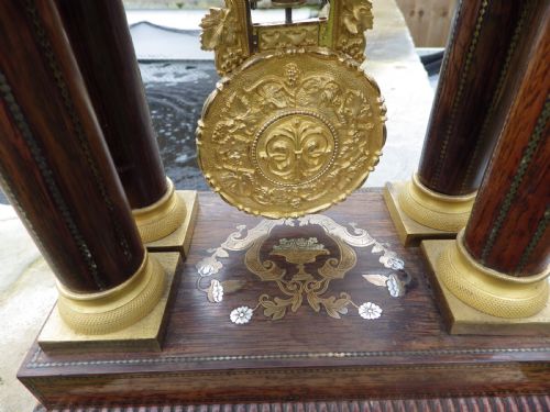 FRENCH CHARLES X PORTICO CLOCK STUNNING INLAY - ADDITIONAL PHOTO 3