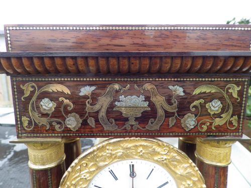 FRENCH CHARLES X PORTICO CLOCK STUNNING INLAY - ADDITIONAL PHOTO 5