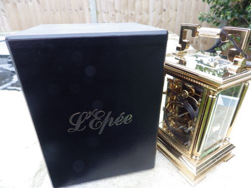 L EPEE MOON PHASE SECONDS DIAL LARGE REPEATING CARRIAGE CLOCK - ADDITIONAL PHOTO 7
