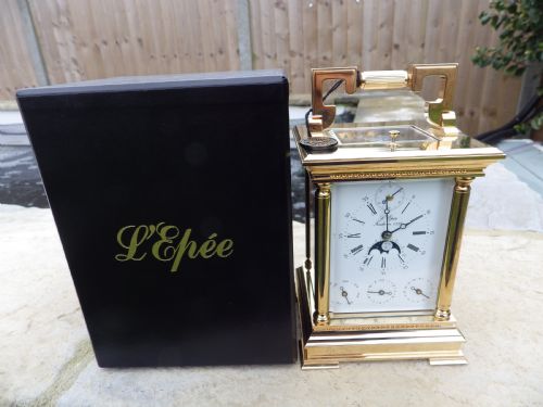 L EPEE MOON PHASE SECONDS DIAL LARGE REPEATING CARRIAGE CLOCK - ADDITIONAL PHOTO 8