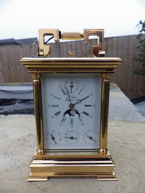 l epee moon phase seconds dial large repeating carriage clock - CATEGORY: ANTIQUE CLOCKS - DATED 1960