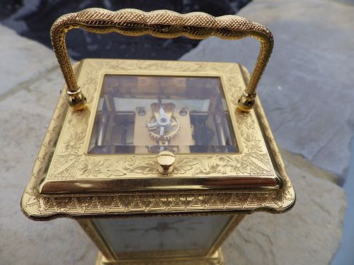 L EPEE FULLY ENGRAVED MOON PHASE CARRIAGE CLOCK REPEATER RETAILED VIA MAPPIN WEBB - ADDITIONAL PHOTO 7