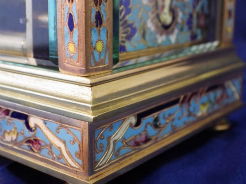 FRENCH ENAMEL STRIKING CARRIAGE CLOCK - ADDITIONAL PHOTO 8