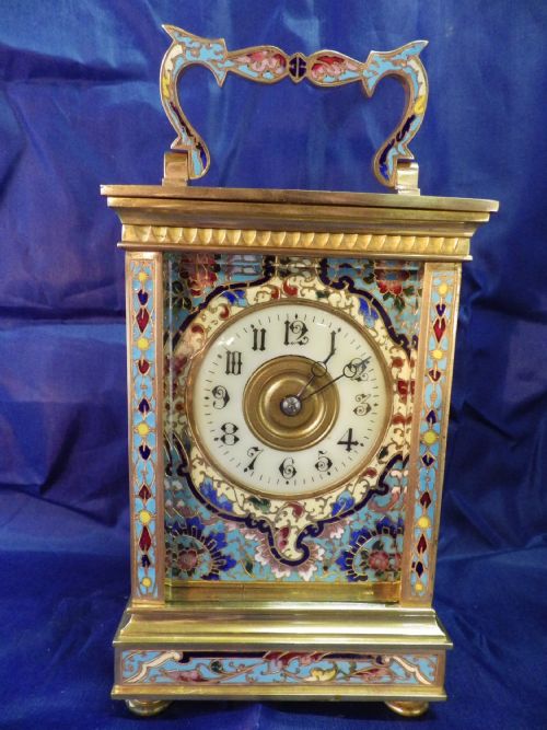 FRENCH ENAMEL STRIKING CARRIAGE CLOCK - ADDITIONAL PHOTO 1