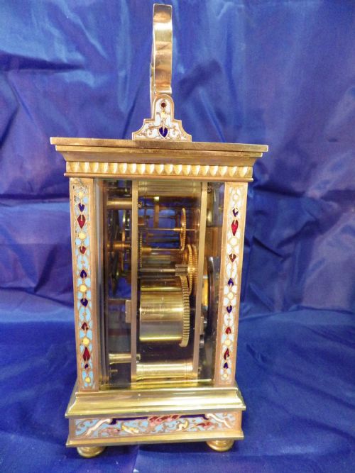 FRENCH ENAMEL STRIKING CARRIAGE CLOCK - ADDITIONAL PHOTO 4