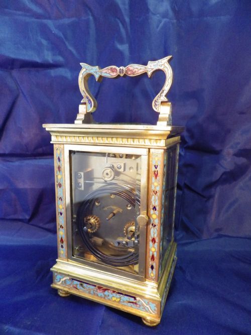 FRENCH ENAMEL STRIKING CARRIAGE CLOCK - ADDITIONAL PHOTO 5