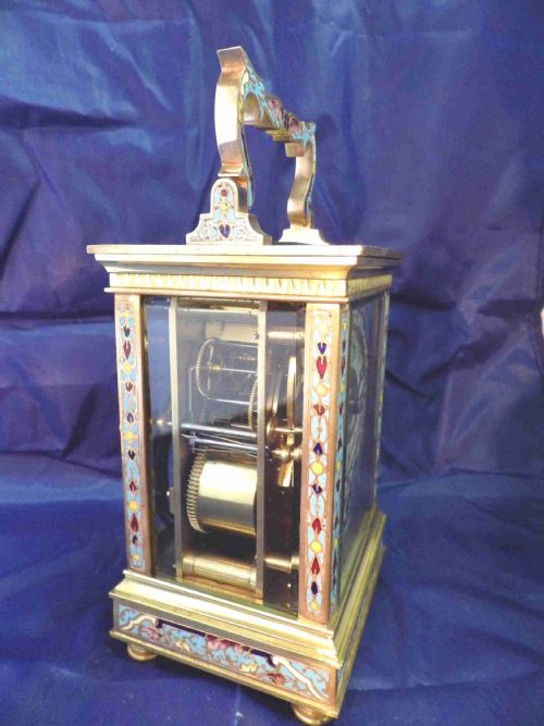 FRENCH ENAMEL STRIKING CARRIAGE CLOCK - ADDITIONAL PHOTO 6