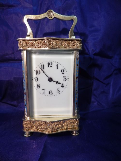 french carriage clock in a really nice case style - CATEGORY: ANTIQUE CLOCKS - DATED 1890