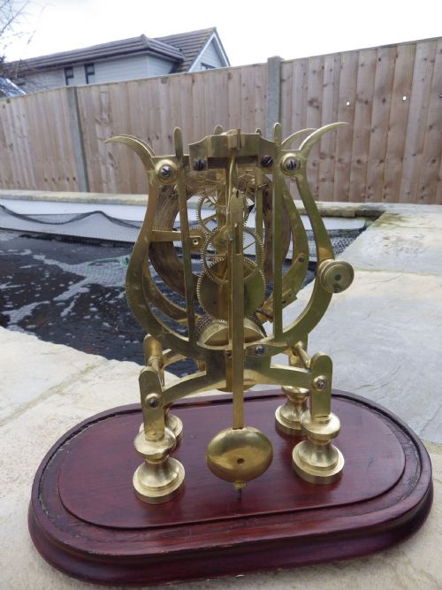 ENGLISH SKELETON CLOCK LYLE SHAPED PLATESCASE 1890S FULLY RESTORED - ADDITIONAL PHOTO 3