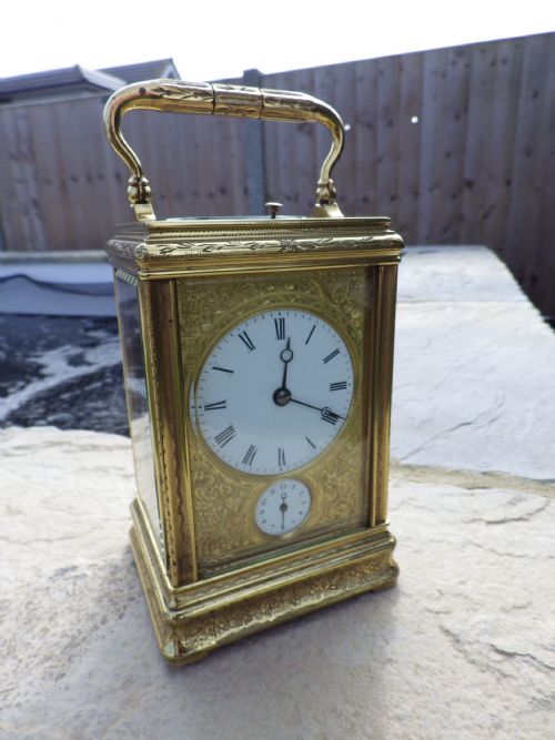 alfred drocourt repeater carriage clock fully engraved case fully restored movement - CATEGORY: ANTIQUE CLOCKS - DATED 1880