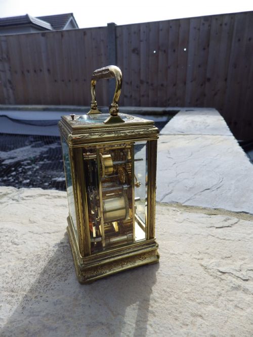 ALFRED DROCOURT REPEATER CARRIAGE CLOCK FULLY ENGRAVED CASE FULLY RESTORED MOVEMENT - ADDITIONAL PHOTO 4