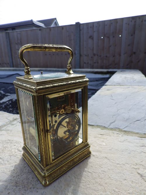 ALFRED DROCOURT REPEATER CARRIAGE CLOCK FULLY ENGRAVED CASE FULLY RESTORED MOVEMENT - ADDITIONAL PHOTO 5
