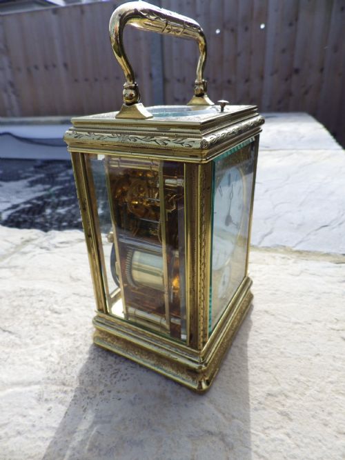 ALFRED DROCOURT REPEATER CARRIAGE CLOCK FULLY ENGRAVED CASE FULLY RESTORED MOVEMENT - ADDITIONAL PHOTO 8