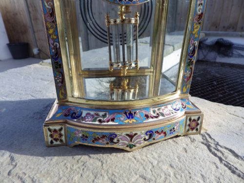 FRENCH BOW FRONTED ENAMEL CRYSTAL REGULATOR 1890S - ADDITIONAL PHOTO 1