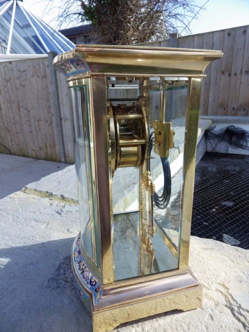 FRENCH BOW FRONTED ENAMEL CRYSTAL REGULATOR 1890S - ADDITIONAL PHOTO 3