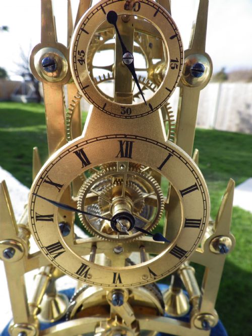 ENGLISH SKELETON CLOCK WITH THE RARE SECONDS DIAL 1870S - ADDITIONAL PHOTO 6