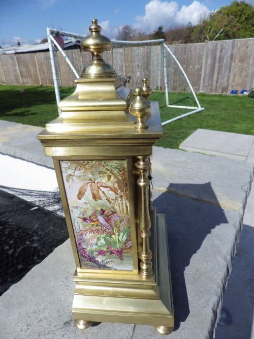 FRENCH GILT BRONZE MANTLE CLOCK STUNNING PANELS - ADDITIONAL PHOTO 5