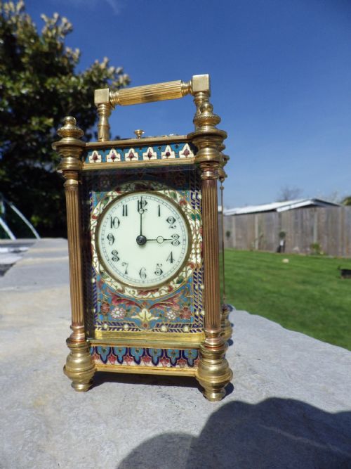 french enamel repeating carriage clock - CATEGORY: ANTIQUE CLOCKS - DATED 1890
